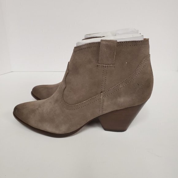 NEW FRYE REINA BOOTIE:TAUPE SUEDE ANKLE BOOTS‎ - Picture 5 of 10